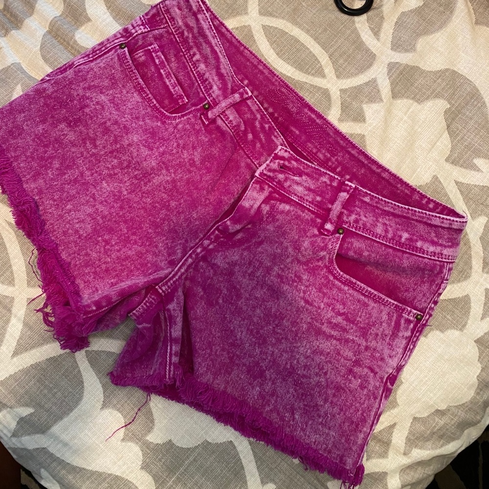 Pink denim shorts